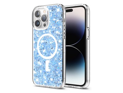 59382 techsuit sparkly glitter magsafe kryt na iphone 14 pro max modry