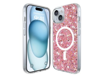 59430 techsuit sparkly glitter magsafe kryt na iphone 15 plus magenta