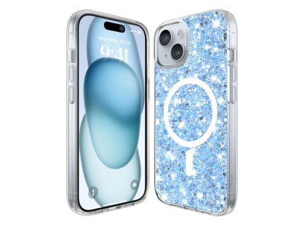 59424 techsuit sparkly glitter magsafe kryt na iphone 15 plus modry