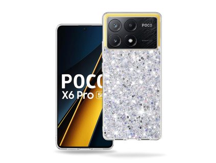 73944 techsuit sparkly glitter puzdro pre xiaomi poco x6 pro biele