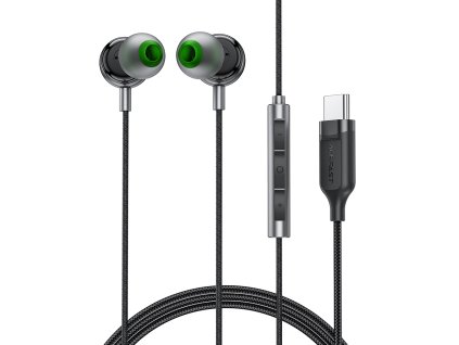 82386 acefast drotove sluchadla l5 usb c do usi s mikrofonom kabel 1 2 m cierne