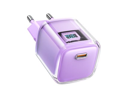 82341 acefast gan nabijacka sparkling a53 usb c 30 w pd eu zastrcka led displej fialova