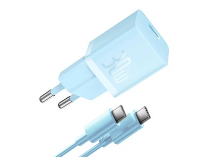 81780 7 baseus gan nabijacka p10110902313 00 usb c 30 w rychle nabijanie kabel usb c 100 w 1 m galaxy blue