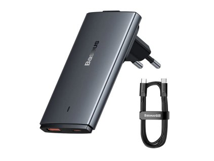 81927 7 baseus gan5 pro nabijacka ccgp150113 usb usb c plochy dizajn kabel usb c ue a uk konektor siva