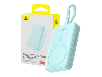 82482 baseus magneticka power banka mini p1002210b333 00 magsafe 2 usb c lightning 10 000 mah 30 w rychle nabijanie modra