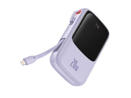 82071 baseus power banka qpow pro ppqd030005 lightning usb c usb a 20 000 mah 20 w usb c lightning kabel 3 a fialova