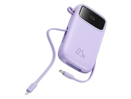81996 baseus power banka qpow pro p10055003513 00 lightning 2 usb c usb a 10 000 mah 22 5 w usb c kabel 30 cm fialova