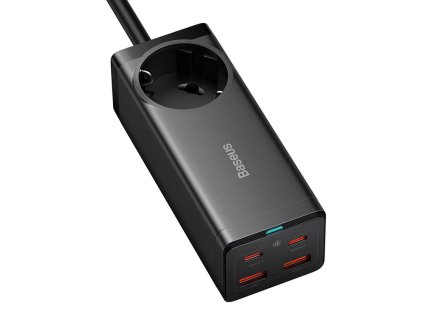 81915 baseus sietova nabijacka predlzovacka pszm000401 gan3 pro 2 usb 2 usb c ac zasuvka 100w cierna
