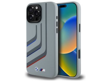 87615 bmw hardcase silicone turning lines magsafe silikonovy obal na iphone 16 pro max sivy