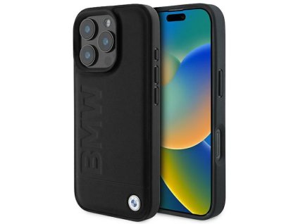 87639 bmw natural leather hot stamp kozene puzdro na iphone 16 pro cierny