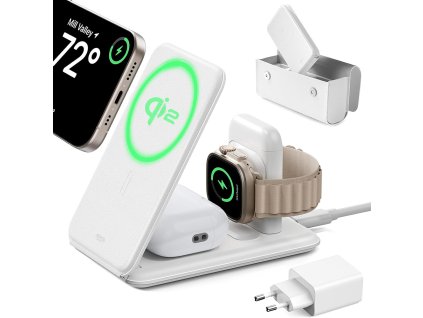 86220 esr premiova cestovna bezdrotova nabijacka 2c569 s prislusenstvom v taske pre iphone mfi apple watch airpods qi2 biela