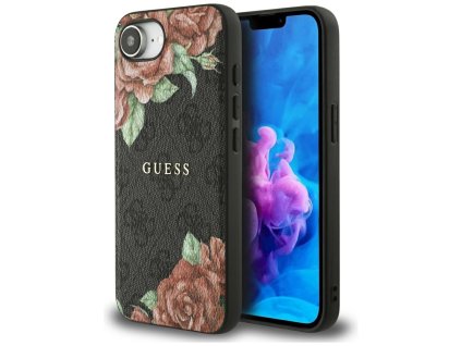 87741 guess hardcase 4g flower print magsafe tvrdy obal na iphone 16e cierny