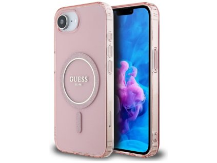 87765 guess iml glitter circle magsafe obal na iphone 16e ruzovy