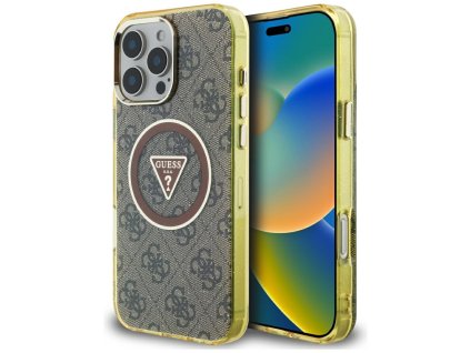 87726 guess iml metal glitter 4g circle triangle magsafe obal na iphone 16 pro max hnedy