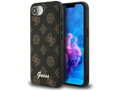 87750 guess peony script magsafe kozene puzdro na iphone 16e cierny