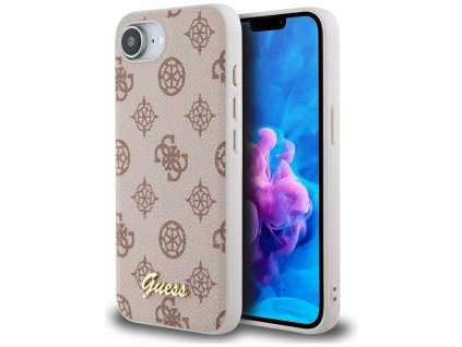 87753 guess peony script magsafe kozene puzdro na iphone 16e hnedy