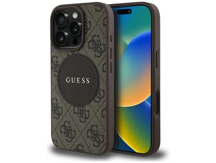 77436 guess 4g circle classic logo magsafe puzdro pre iphone 16 pro max hnede