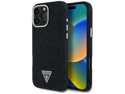 77490 guess denim triangle logo magsafe puzdro pre iphone 16 pro max cierne