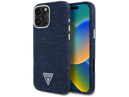 77493 guess denim triangle logo magsafe puzdro pre iphone 16 pro max modre