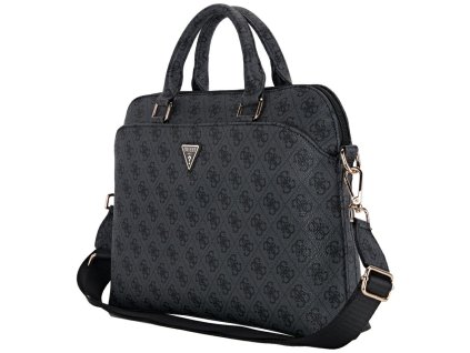 87444 guess taska na notebook 15 4g triangle logo ekologicka koza zipsove vrecko odnimatelny a nastavitelny popruh cierna
