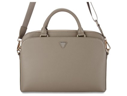 87456 guess taska na notebook 15 pu grained triangle logo ekologicka koza nastavitelny popruh bezova