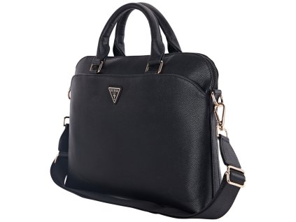 87453 guess taska na notebook 15 pu grained triangle logo ekologicka koza nastavitelny popruh cierna