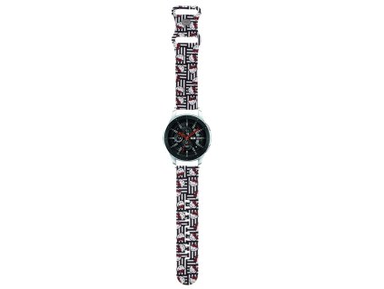 87327 hello kitty silikonovy remienok s motivom hlaviciek a pruzkov pre samsung watch 46 mm watch 3 huawei watch gt 2 gt 3 46 mm cierny