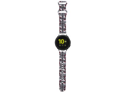 87321 hello kitty silikonovy remienok s motivom hlaviciek a pruzkov pre samsung watch 4 5 huawei watch gt 3 42 mm gt 3 pro 43 mm cierny