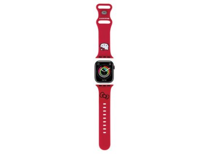 86190 hello kitty silikonovy remienok s motivom kitty hlavicky pre apple watch 1 10 se se 2 38 40 41 42 mm cerveny