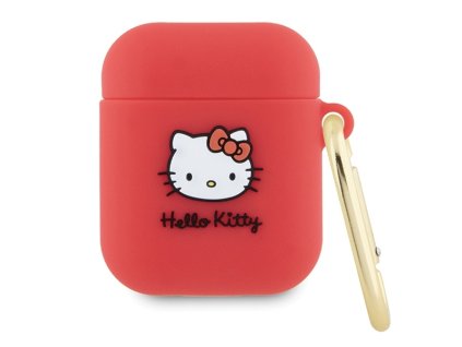 82746 hello kitty silicone 3d kitty head puzdro pre apple airpods 1 2 cervene