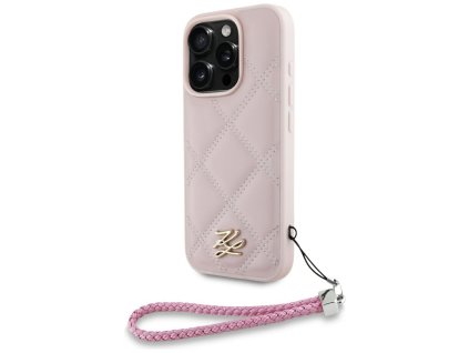 77400 karl lagerfeld quilted initial logo chain strap puzdro pre iphone 16 pro ruzove