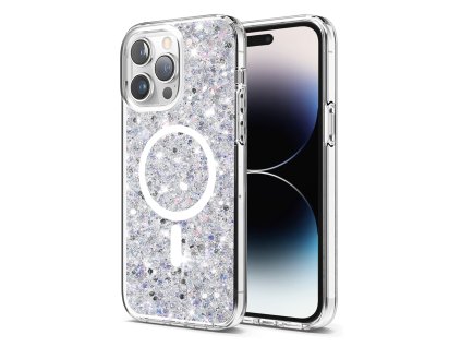 86073 techsuit sparkly glitter magsafe puzdro pre iphone 14 pro max biele