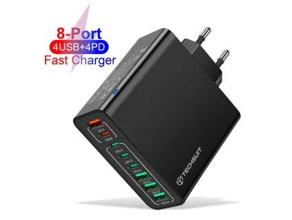 82608 techsuit chpd224 sietova nabijacka 4 usb 4 usb c rychlonabijanie 65w cierna