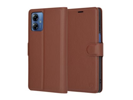 85497 6 techsuit leather folio kozene knizkove puzdro na motorola moto g14 hnede