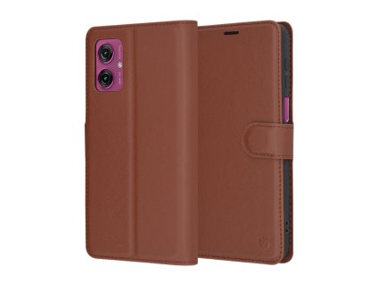 85911 6 techsuit leather folio kozene knizkove puzdro na motorola moto g55 hnede