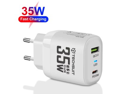 82617 techsuit premium sietova nabijacka chpd174 gan usb qc3 0 usb c pd35w biela