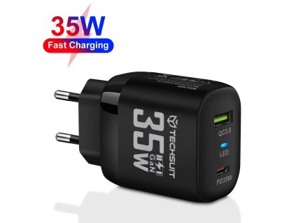82620 techsuit premium sietova nabijacka chpd174 gan usb qc3 0 usb c pd35w cierna