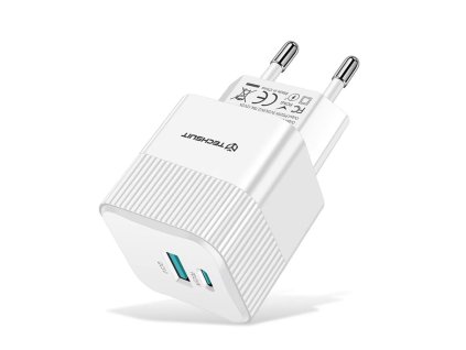 82623 techsuit premium tiny series sietova nabijacka chpd216 gan usb qc3 0 usb c pd25w biela