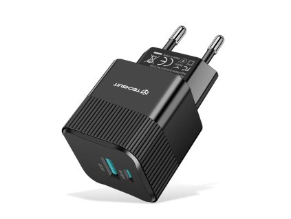 82626 techsuit premium tiny series sietova nabijacka chpd216 gan usb qc3 0 usb c pd25w cierna