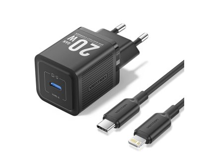 82335 vention tz fepb0 eu 02 sietova nabijacka usb c gan 20w eu zastrcka s usb c lightning kablom 1m cierna