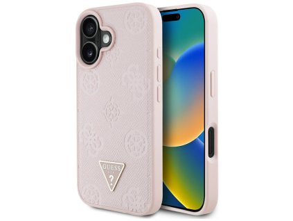 88032 guess peony grained hot stamp triangle magsafe kryt s magsafe pre iphone 16 ruzovy