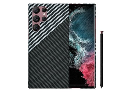 88218 techsuit carbonite fibershell karbonovy kryt pre samsung galaxy s22 ultra 5g sivy stealth gray
