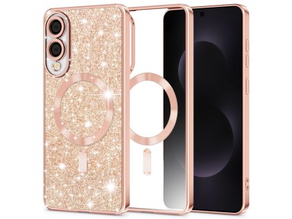 88407 techsuit luxury glitter magsafe kryt pre samsung galaxy s25 edge ruzovo zlaty