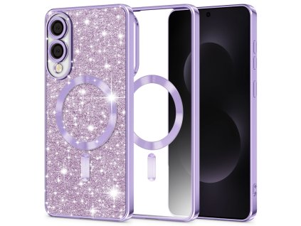 88404 techsuit luxury glitter magsafe kryt pre samsung galaxy s25 edge svetlofialovy