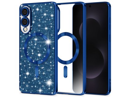 88386 techsuit luxury glitter magsafe kryt pre samsung galaxy s25 edge tmavomodry