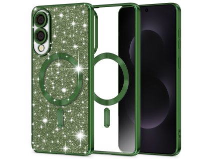 88380 techsuit luxury glitter magsafe kryt pre samsung galaxy s25 edge tmavozeleny