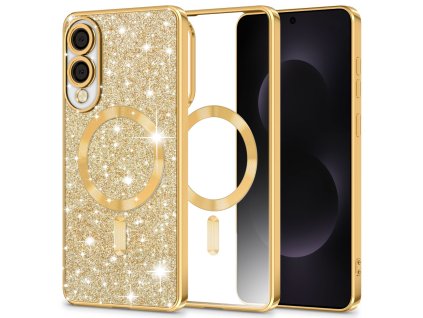 88392 techsuit luxury glitter magsafe kryt pre samsung galaxy s25 edge zlaty