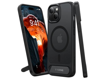 87912 torras pstand kryt so stojanom pre iphone 15 plus cierny
