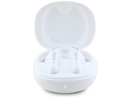 89688 guess bezdrotove sluchadla flat classic logo electroplated bluetooth 5 4 tws mikrofon 300 mah biele