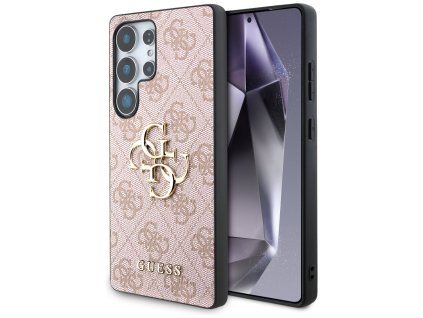 89124 guess hardcase 4g big metal logo ochranny kryt pre samsung galaxy s25 ultra ruzovy